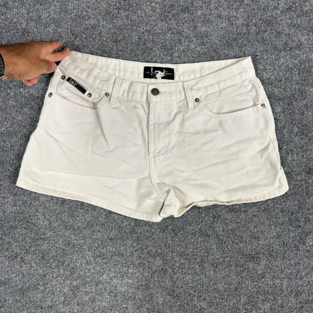 L.E.I. Denim Shorts Womens Size 13 White Cotton Y2K Casual Mini Jean Shorts